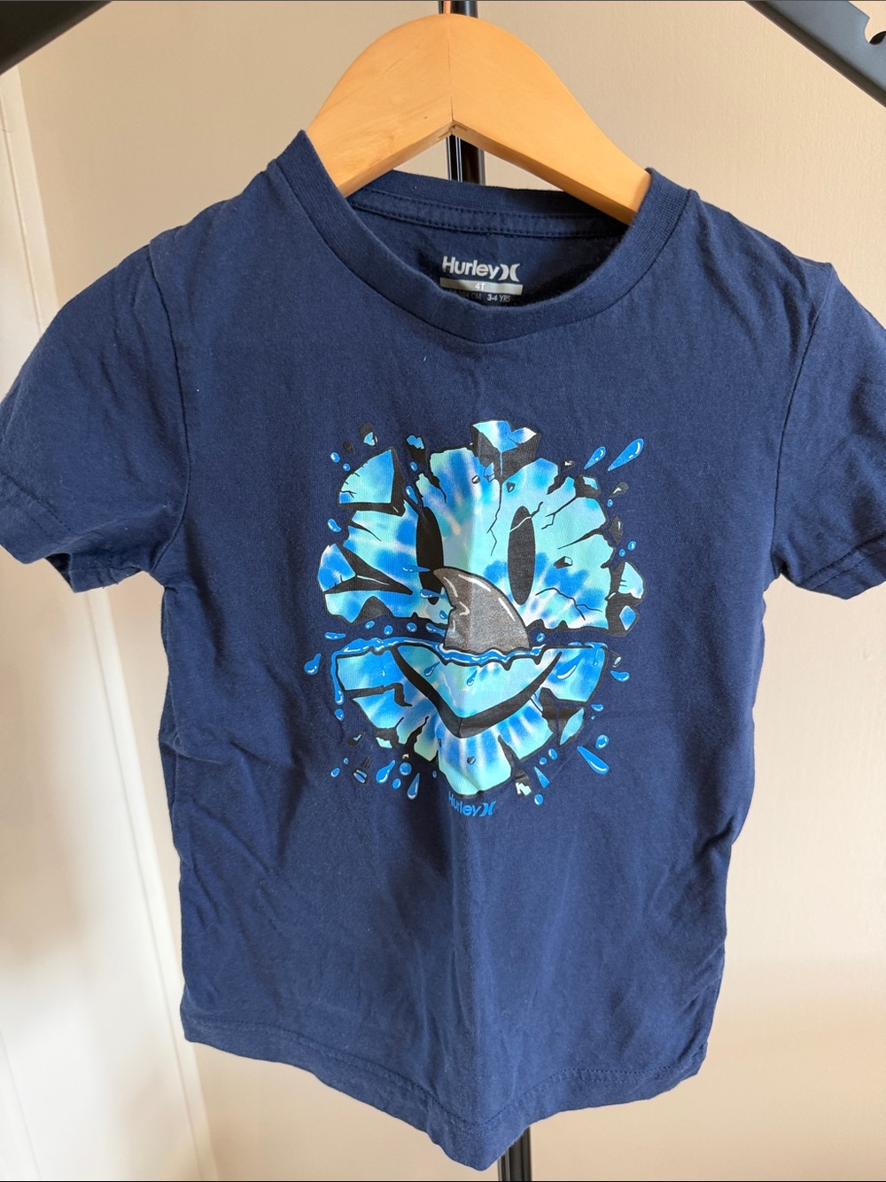 Hurley Boys 4T Navy Blue Shark Graphic T-Shirt